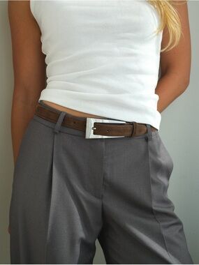 Aureum NWOT XXS No. 10 Belt Chocolate Brown Suede & Silver Buckle